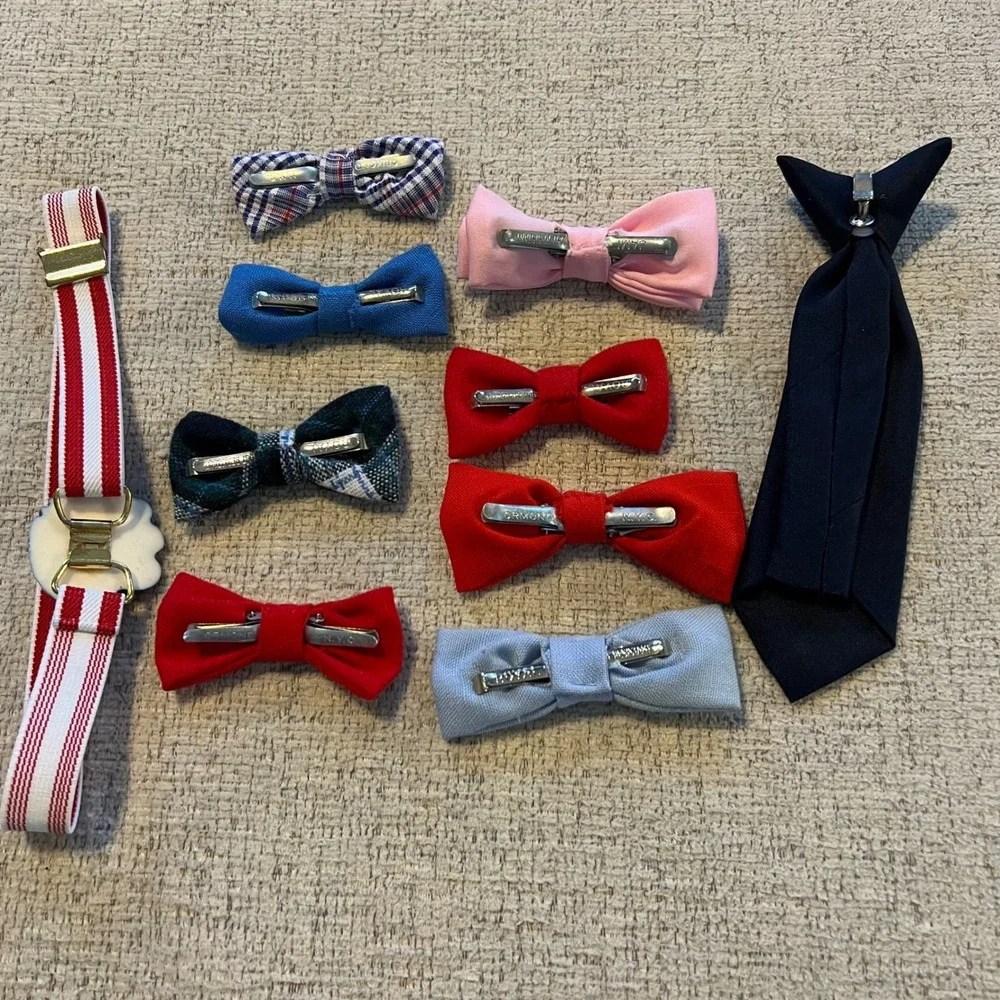 Vintage Boys Accessory Lot Clip On Bow Ties Necktie‎ White Gloves Baseball Belt